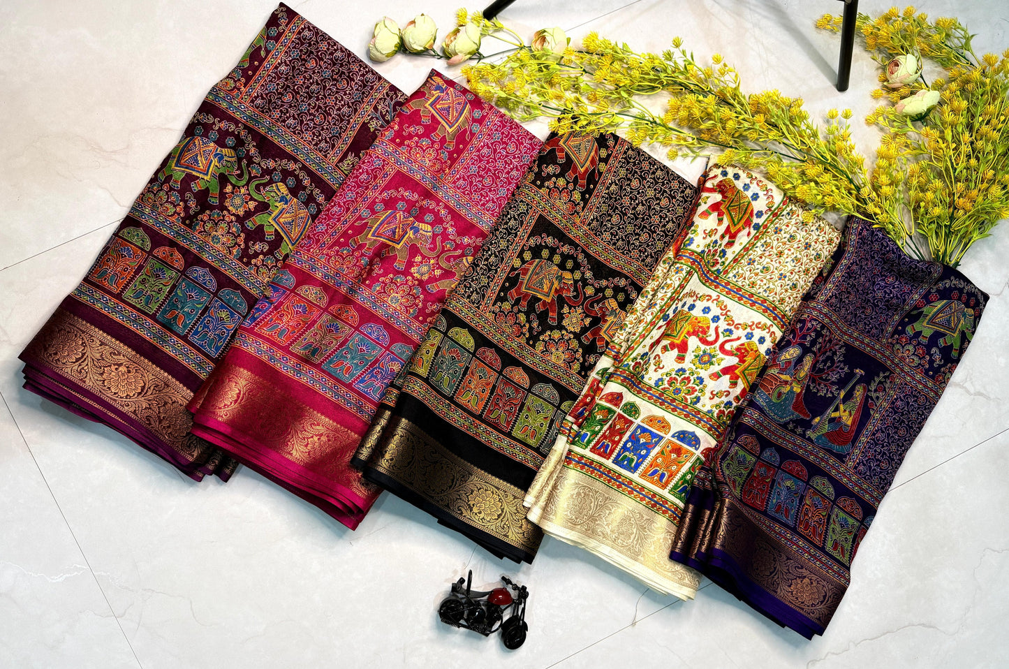 Soft marsh mellow saree with kashmir prints