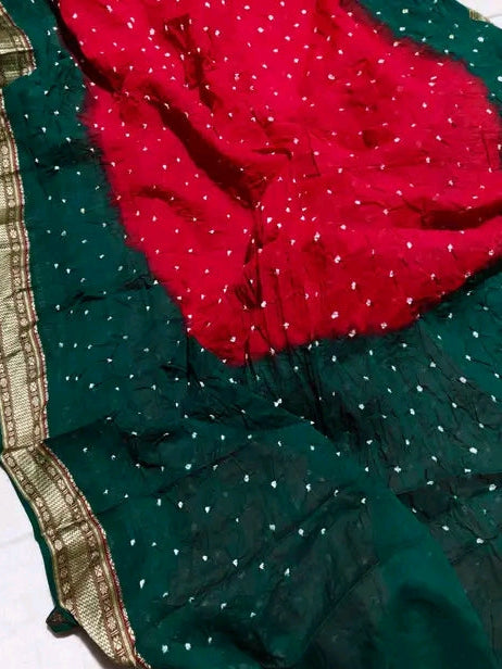 Pure mul cotton Bandhini sarees in dual tone
