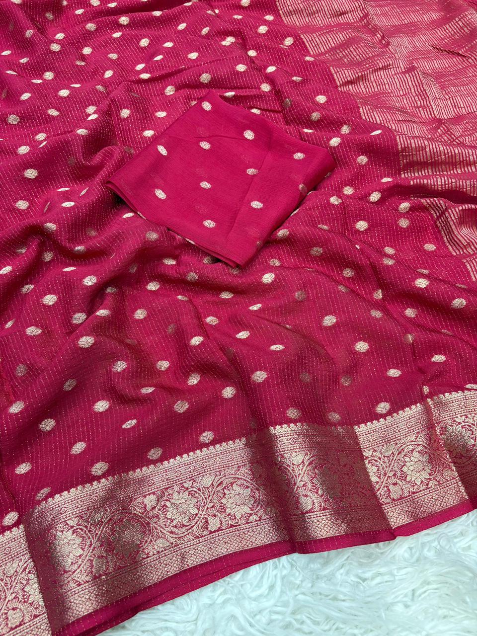 Viscose Georgette Sarees with all over weaving