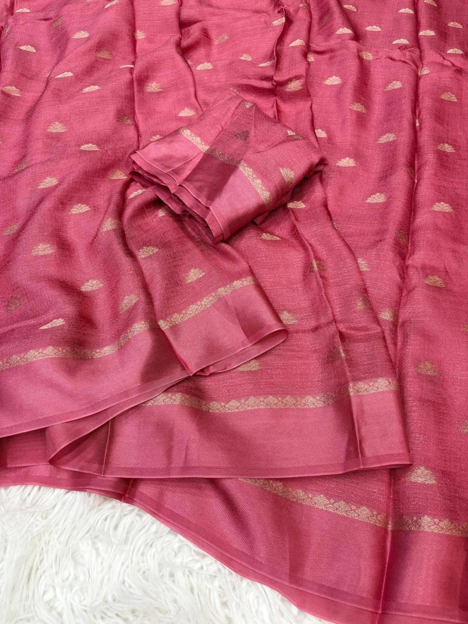 Viscose kadhi Crepe Saree with small floral motifs in all trendy colours