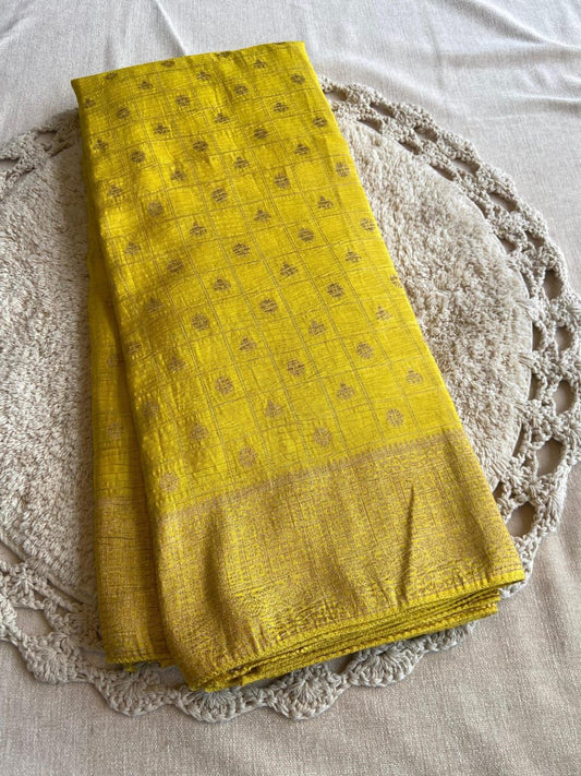 Soft Banarasi Khadi Zari Crushed Silk Saree