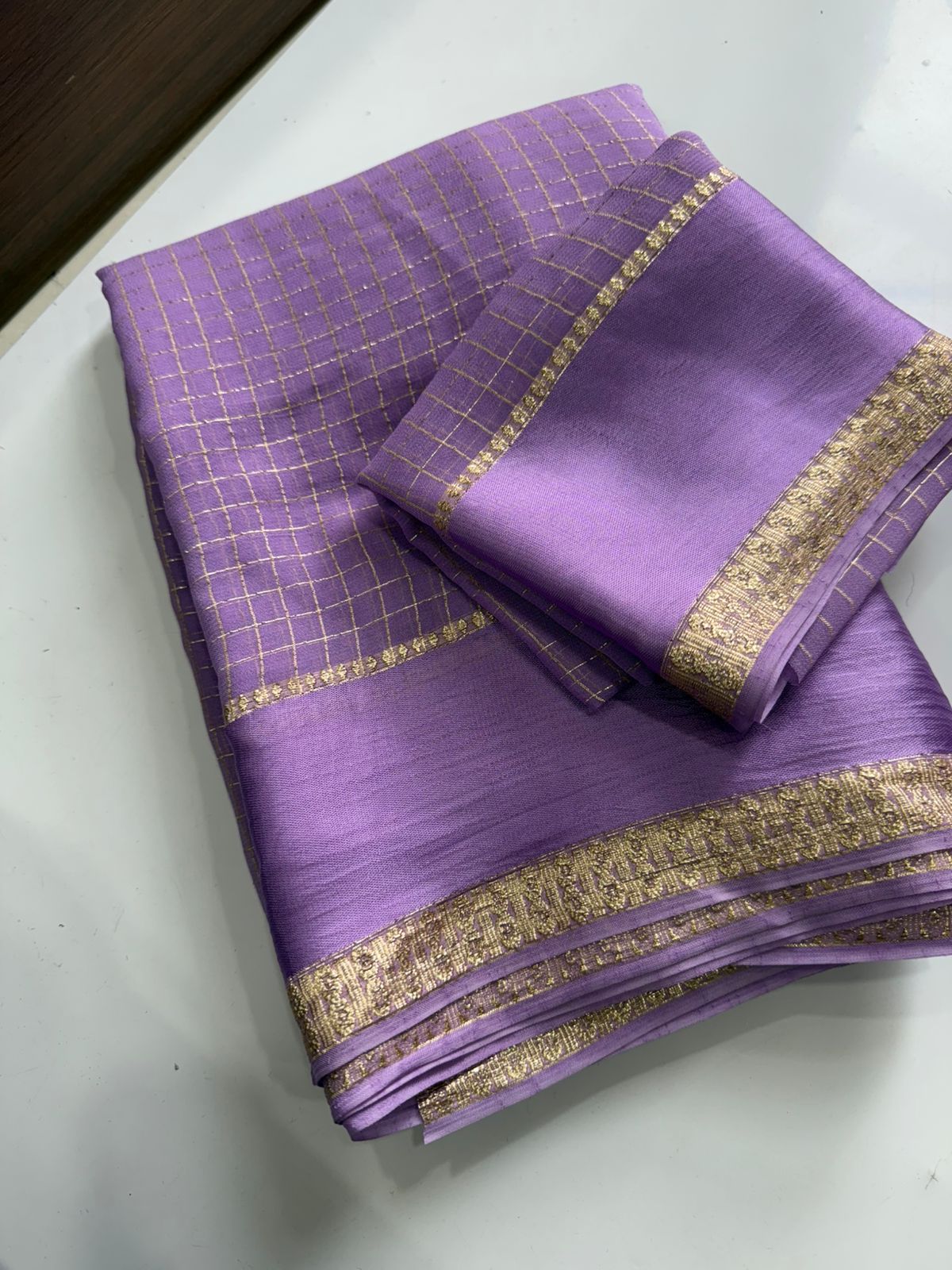 Pure Viscose Georgette Sarees with satin border all over chex