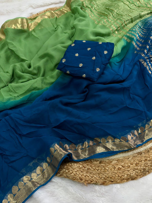 Viscose Georgette saree in dual tone