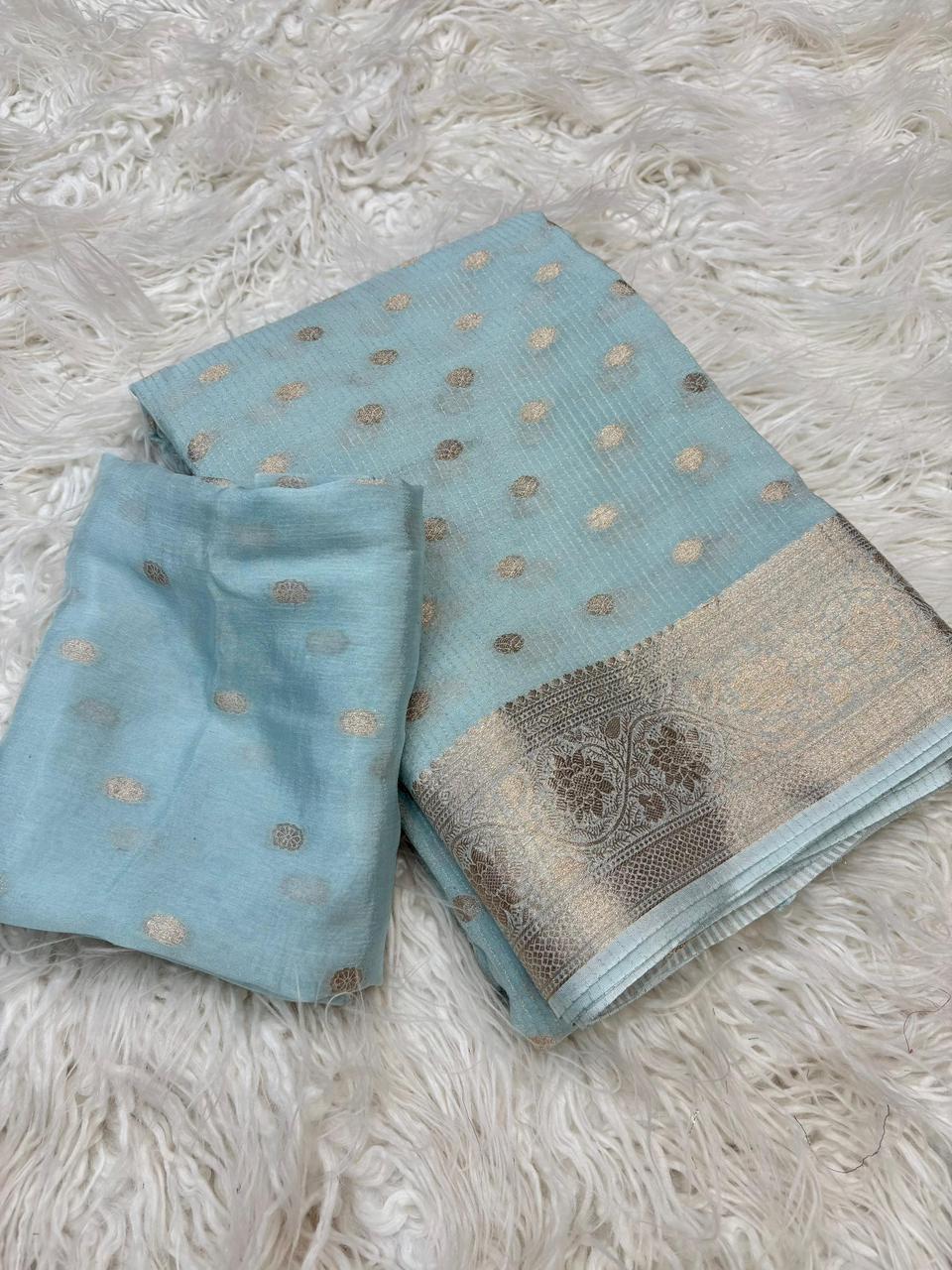 Viscose Georgette Sarees with all over weaving
