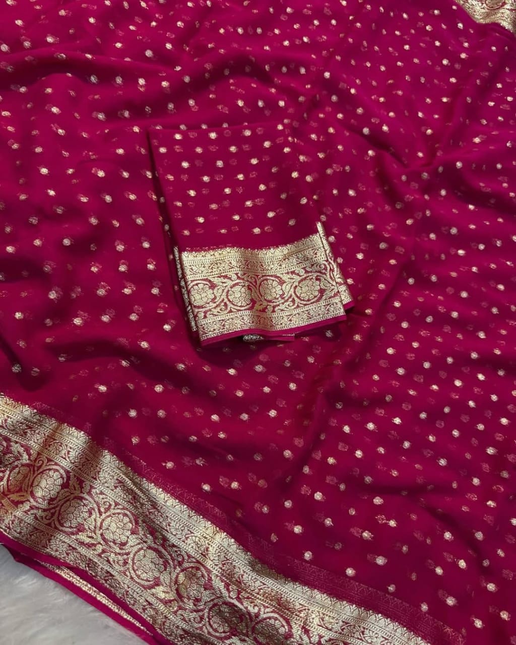 Viscose Georgette Sarees with thousand buttas