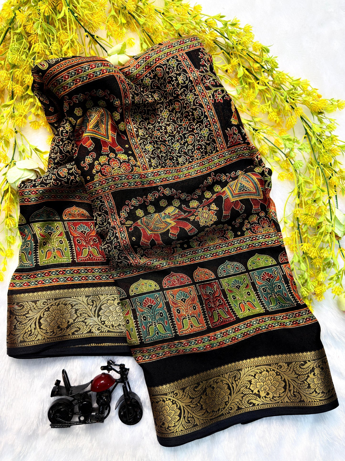 Soft marsh mellow saree with kashmir prints