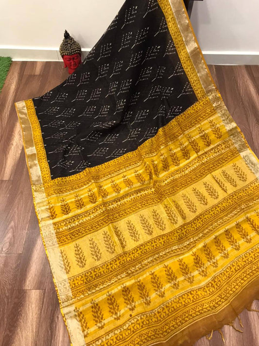 Lenin cotton sarees with silver patta border
