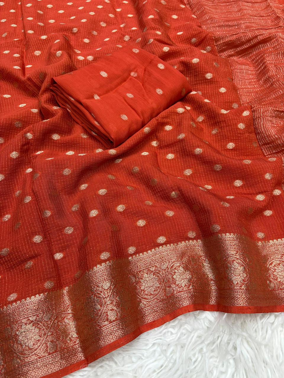 Viscose Georgette Sarees with all over weaving