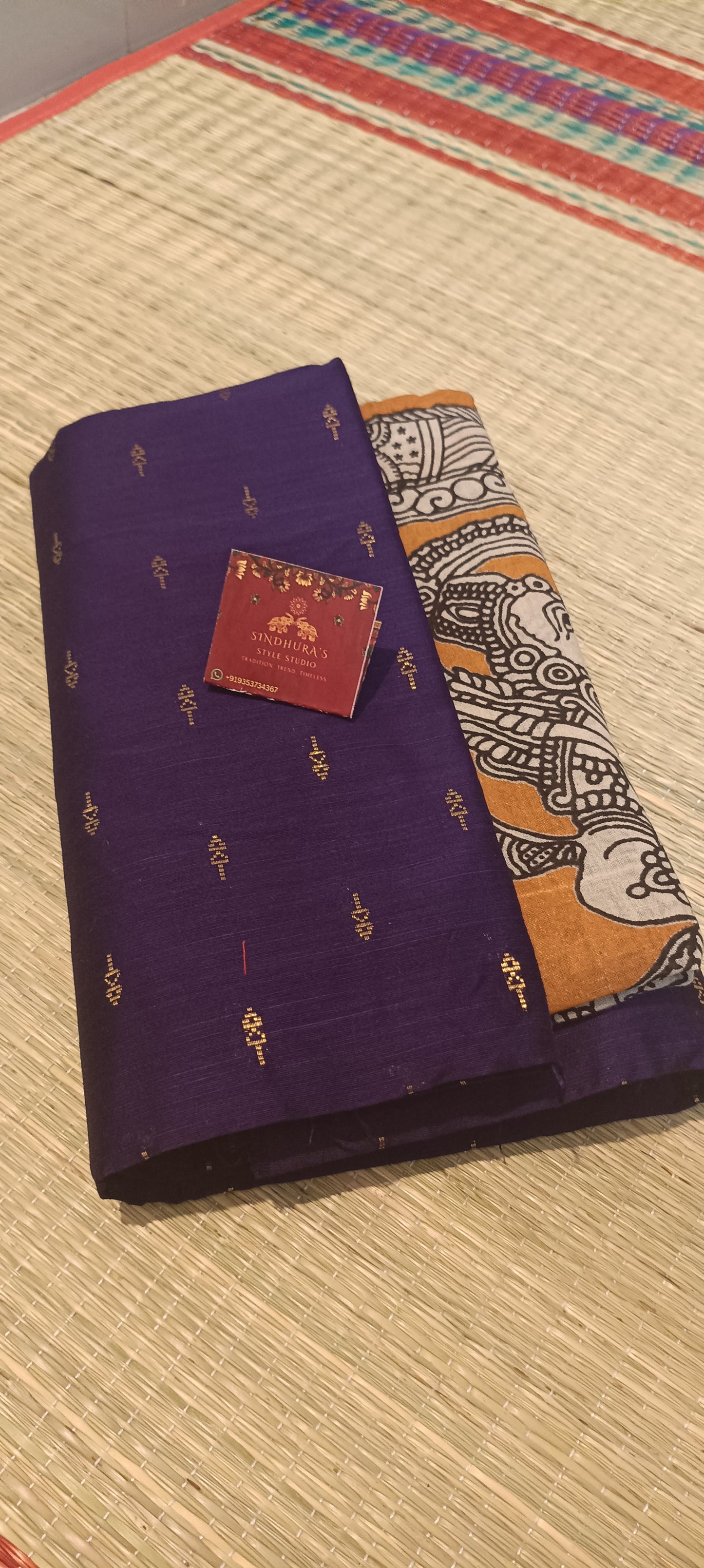 3 piece Raw silk dress material with kalamkari duppata