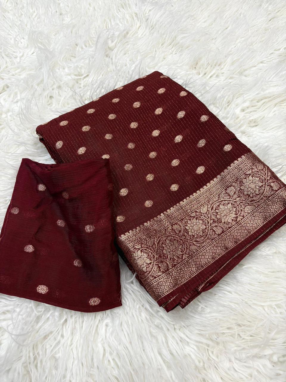 Viscose Georgette Sarees with all over weaving