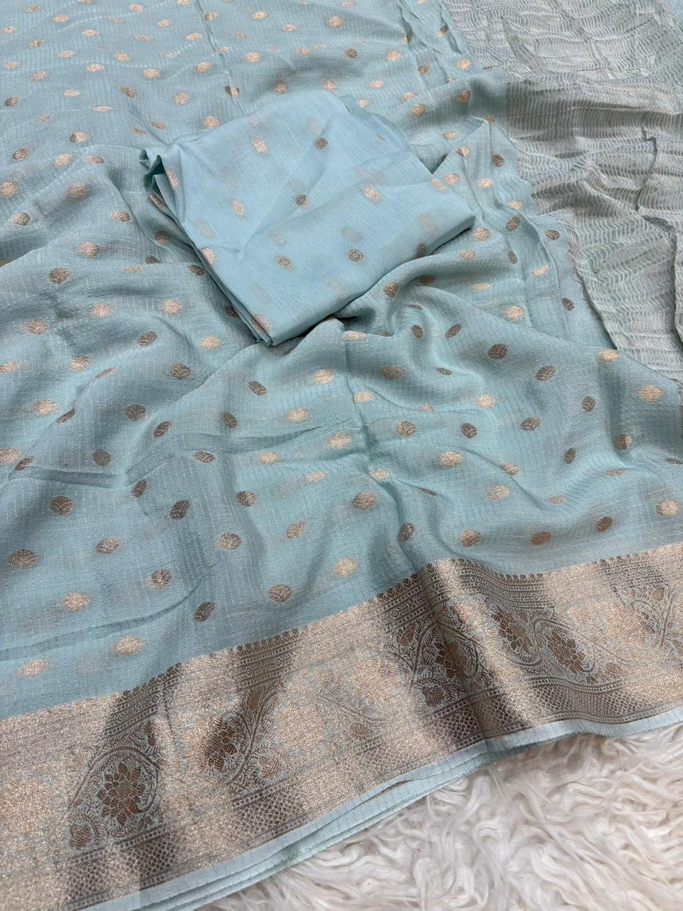 Viscose Georgette Sarees with all over weaving