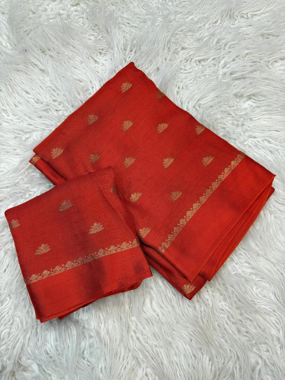 Viscose kadhi Crepe Saree with small floral motifs in all trendy colours