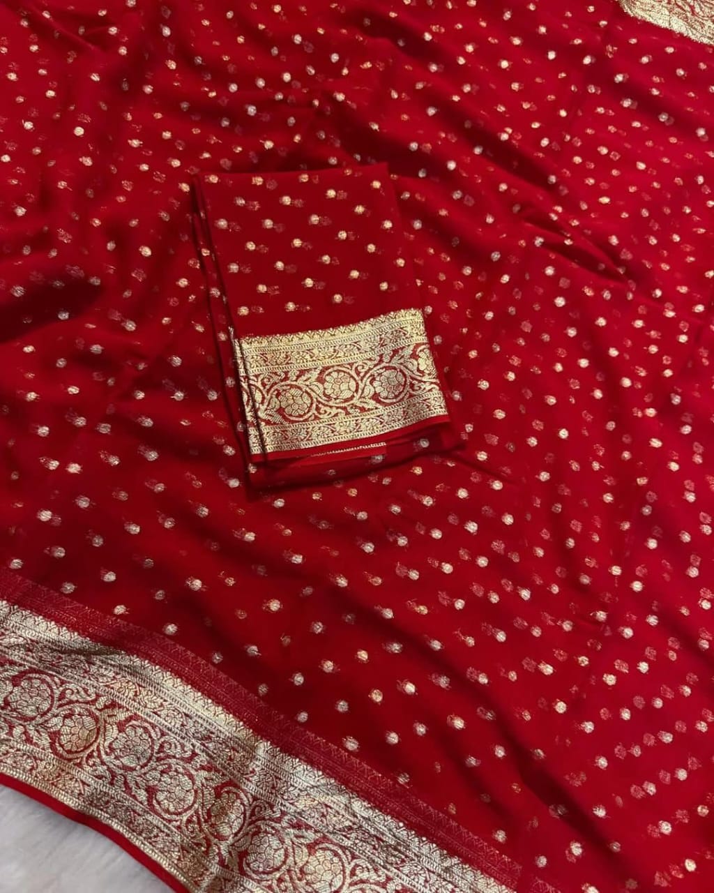 Viscose Georgette Sarees with thousand buttas