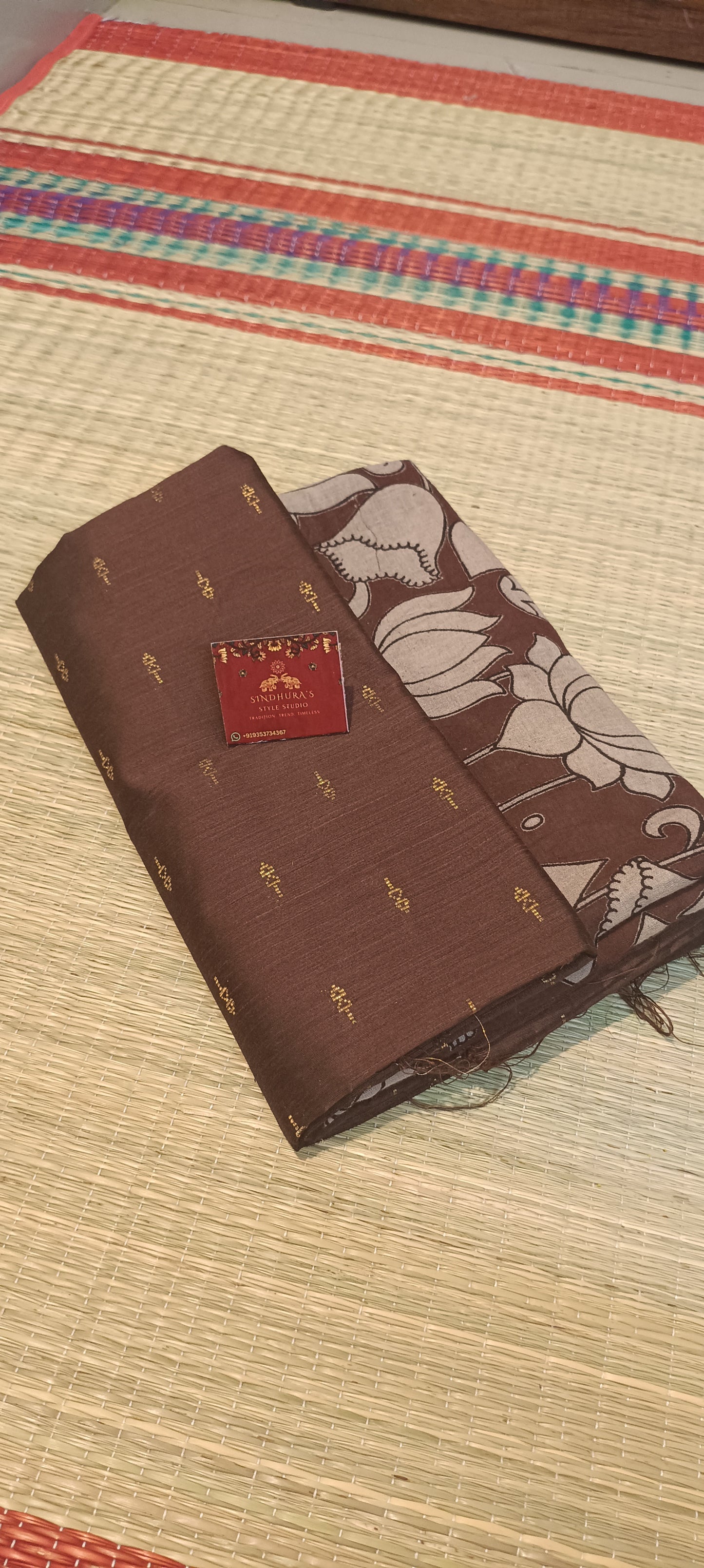 3 piece Raw silk dress material with kalamkari duppata