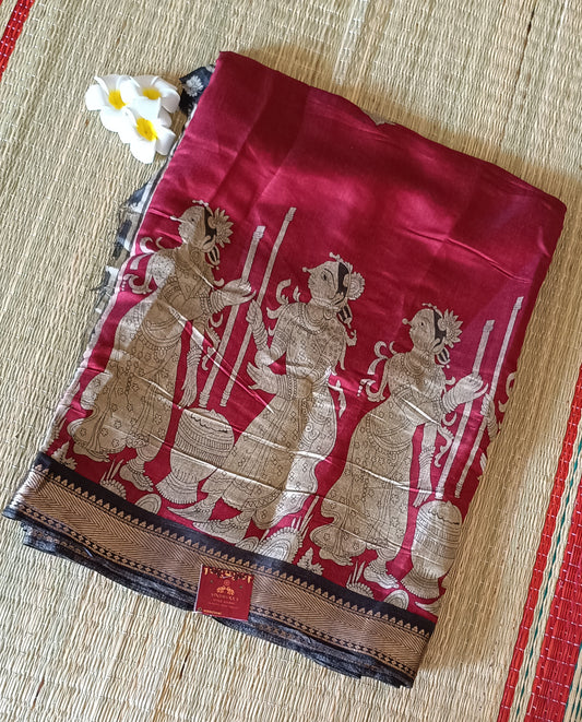 Semi Mangalagiri cotton saree with kalamkari prints
