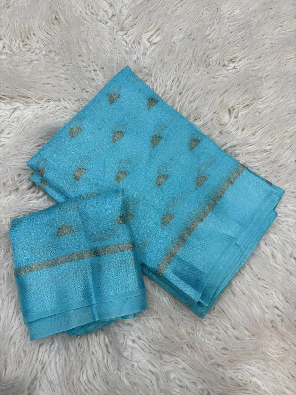 Viscose kadhi Crepe Saree with small floral motifs in all trendy colours