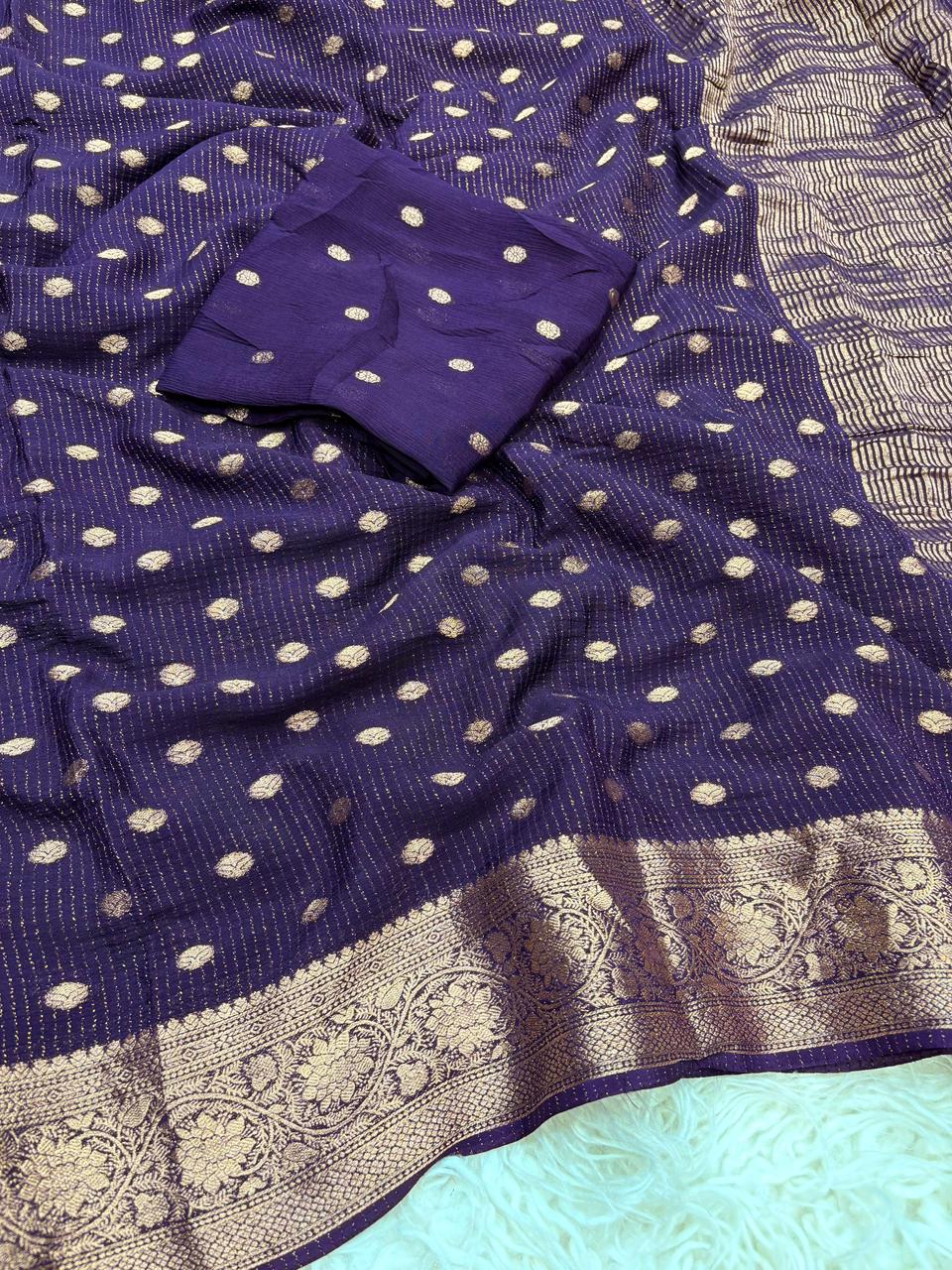 Viscose Georgette Sarees with all over weaving