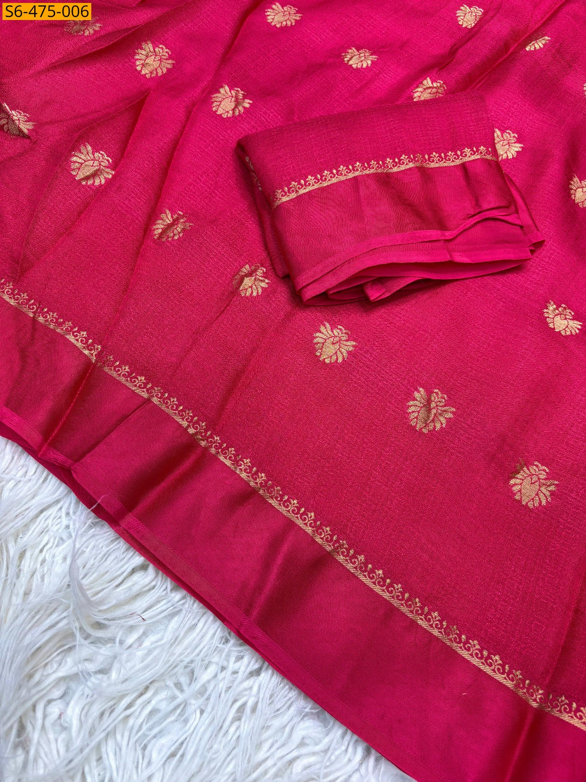 Viscose kadhi Crepe Saree with Lotus motifs in all trendy colours
