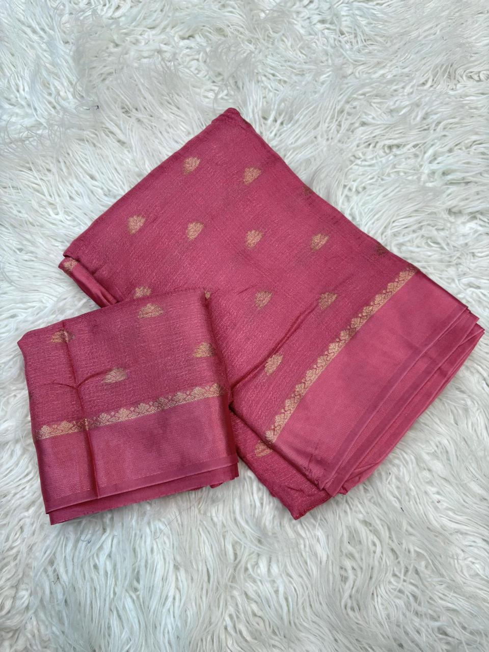 Viscose kadhi Crepe Saree with small floral motifs in all trendy colours