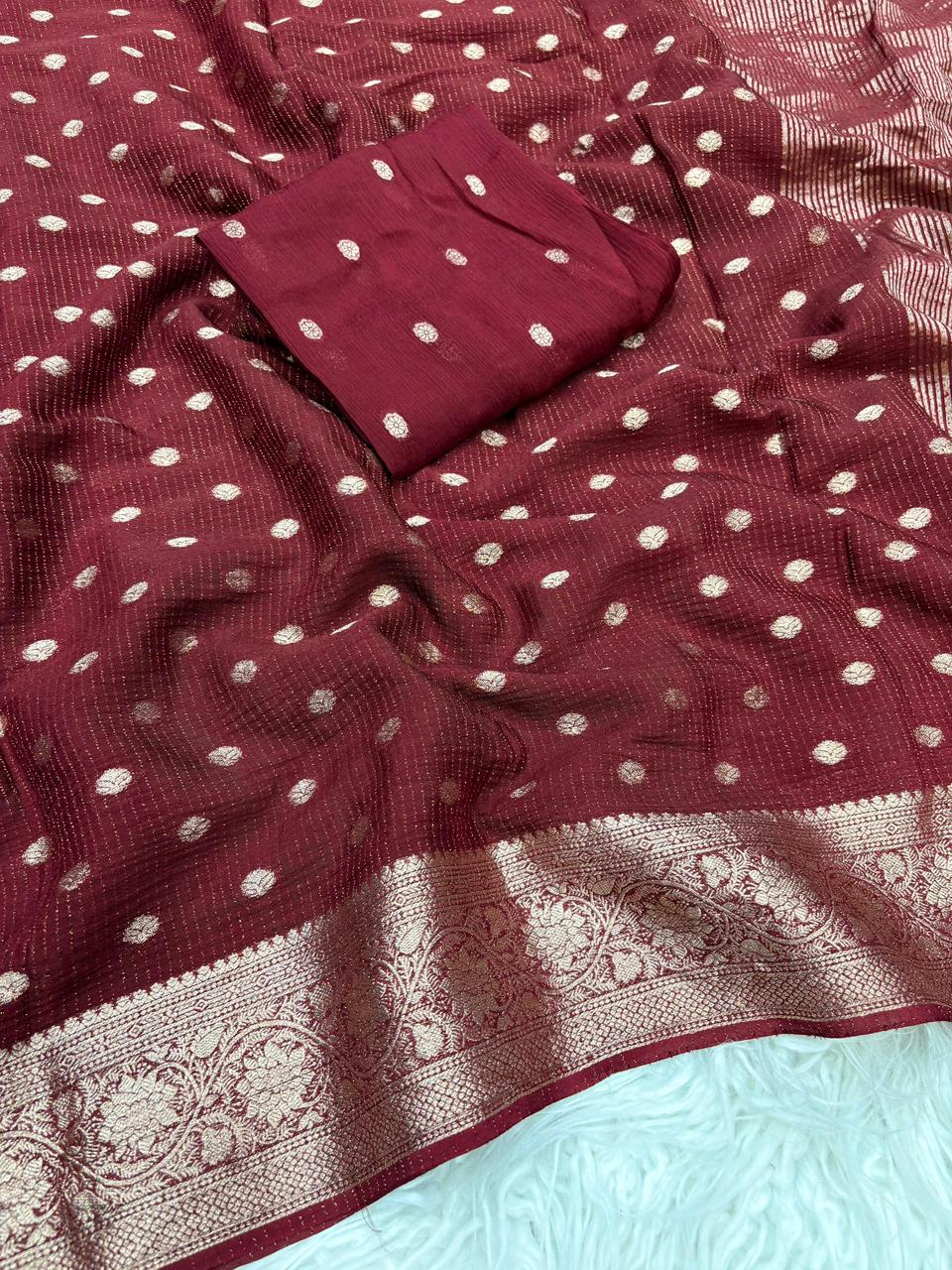Viscose Georgette Sarees with all over weaving