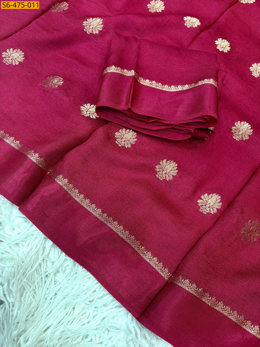 Viscose kadhi Crepe Saree with Lotus motifs in all trendy colours