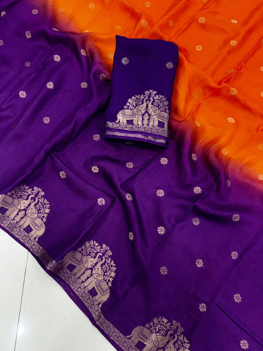 Muslin Silk saree in dual tone