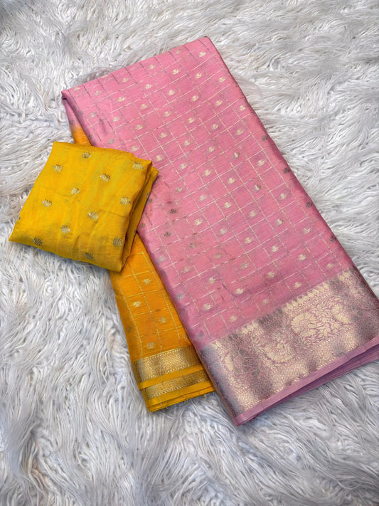 Fancy Viscose chinnon saree in dual tone